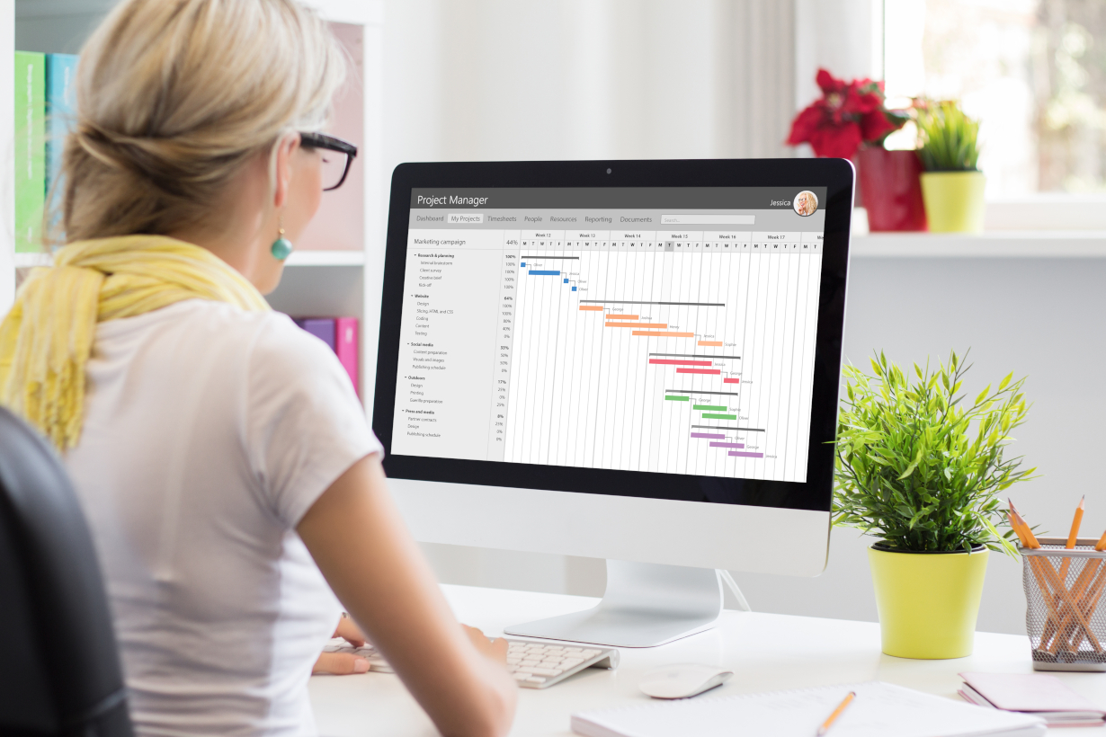 Woman leading a project management meeting